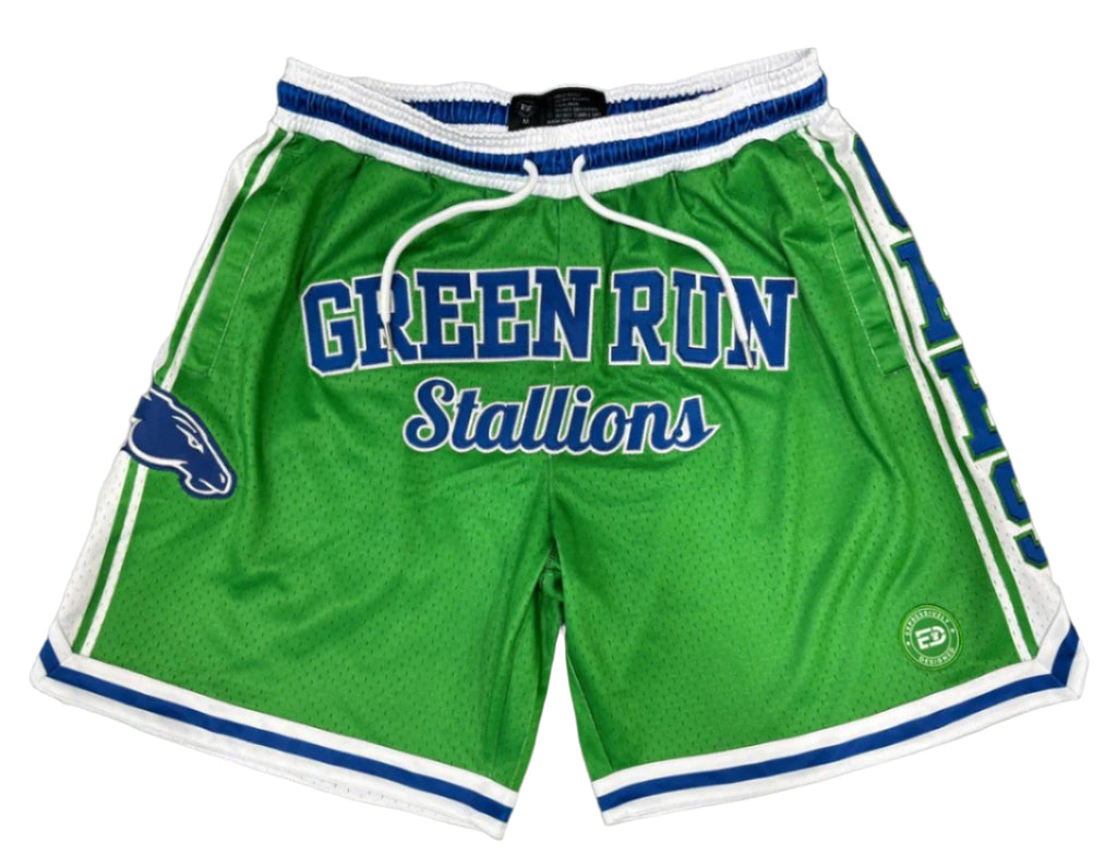 "GREEN RUN" Varsity Retro Shorts