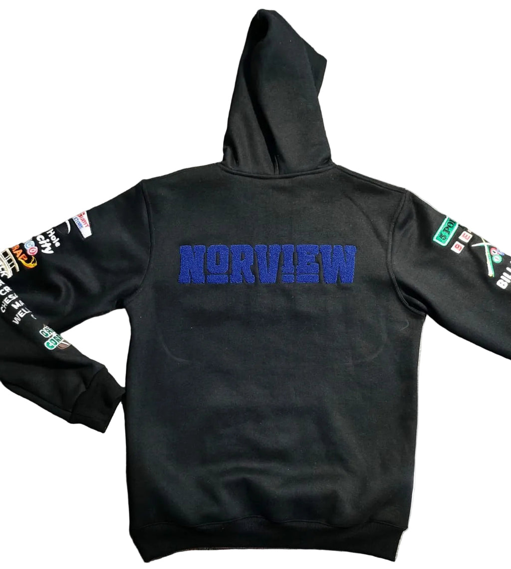 BLACK "NORVIEW" Nostalgia Chenille Hoodie