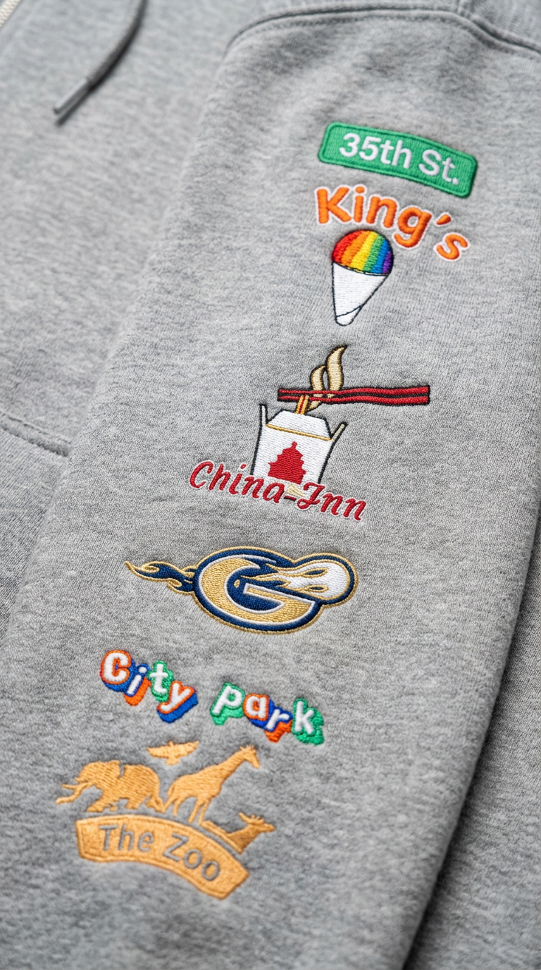 GRAY "PARK PLACE" Nostalgia Chenille Hoodie