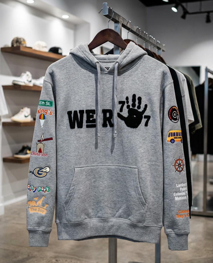 GRAY "PARK PLACE" Nostalgia Chenille Hoodie